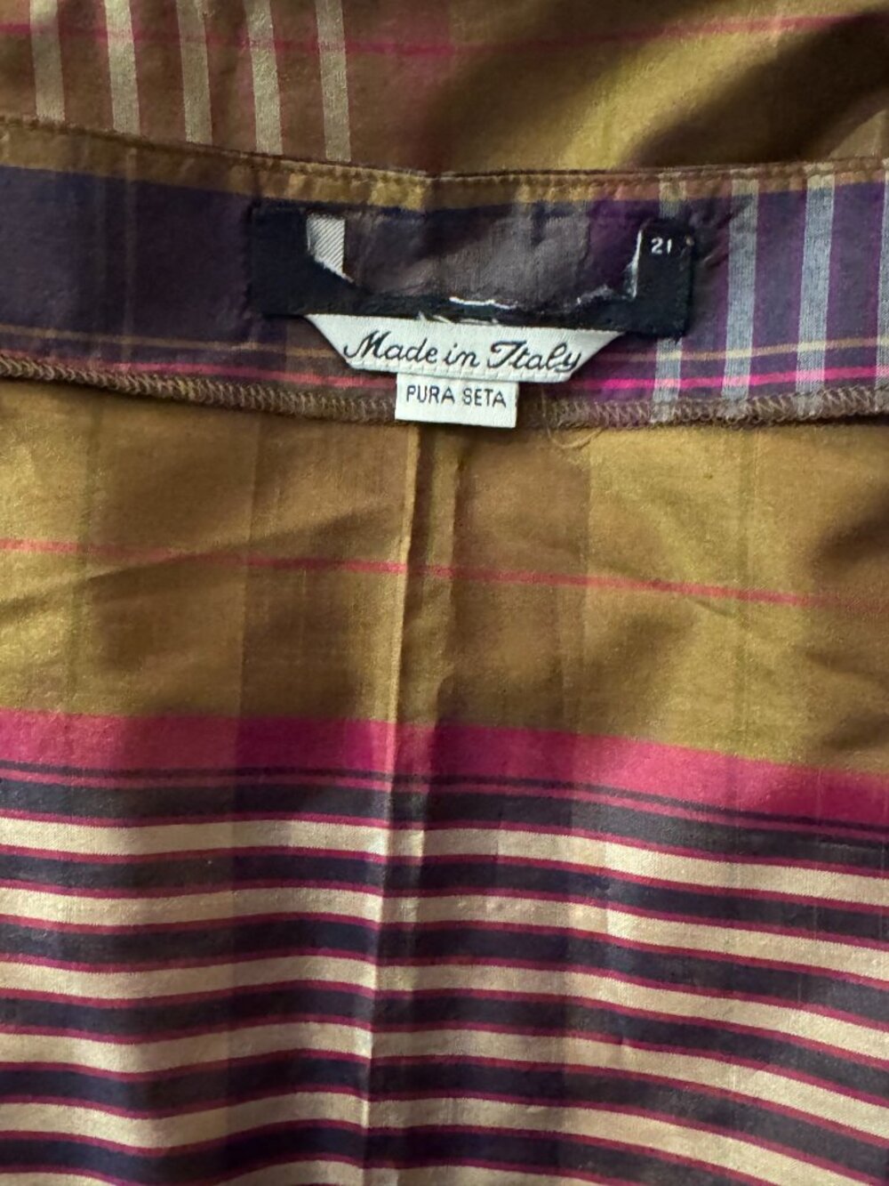 Max Mara / Marina Rinaldi Silk Plaid Top, Size 16W - Picture 9 of 11